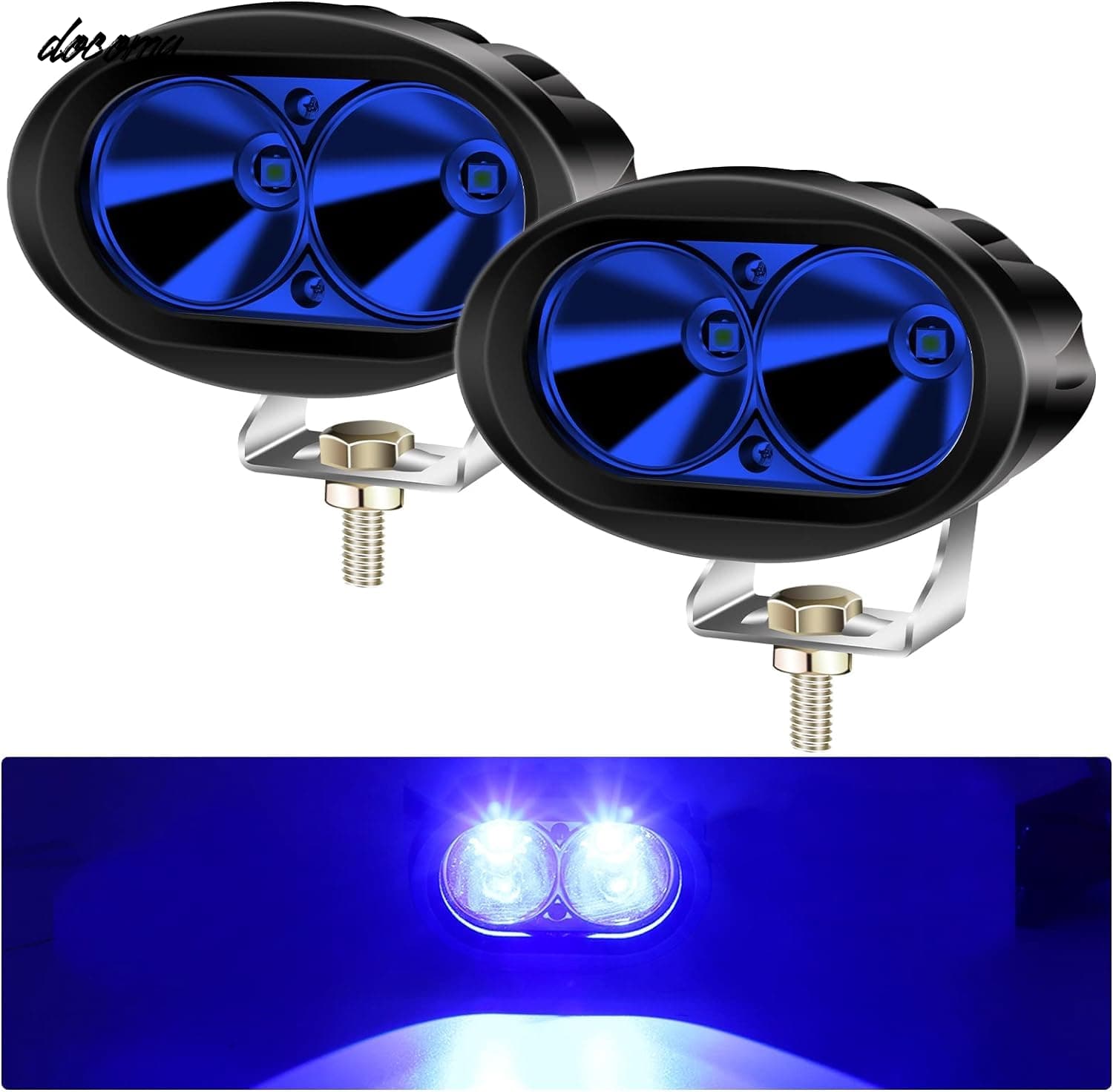 【送料無料】20W LED作業灯 ワークライト 青 フォークリフトライト 12V 24V 狭角 バイク フォクランプ トラック 除雪機 補助灯 農業機械 車外灯 丸型 2個入り（ブルー）