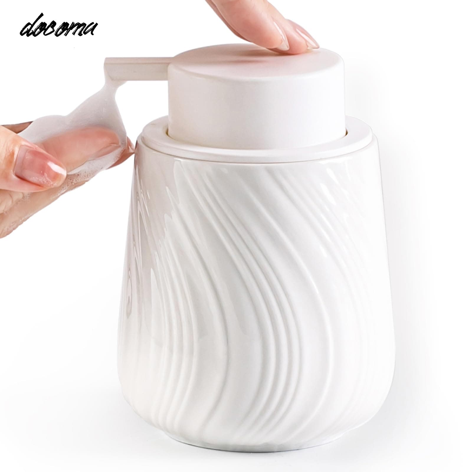 乐天商城 - 【送料無料】泡 陶器 ポンプ ボトル ディスペンサー ハンドソープ 泡 容器 おしゃれ 広口 手動 台所 キッチン 洗面所 トイレ バスルーム お風呂場 に対応 (ホワイト 泡タイプ)