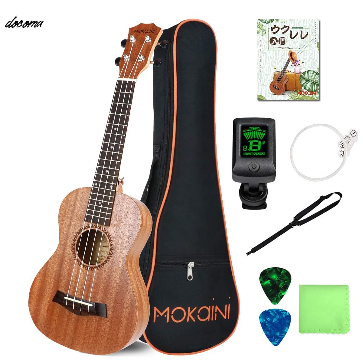 【送料無料】Mokainiソプラノ ウクレレ Ukulele 高級なマホガニ—材 23インチウクレレ 【ウクレレバッグ、調べ器、ウクレレ日本語教材、つり、予備用コルダ、拭き巾、ピック】 【検品後発送で安心】