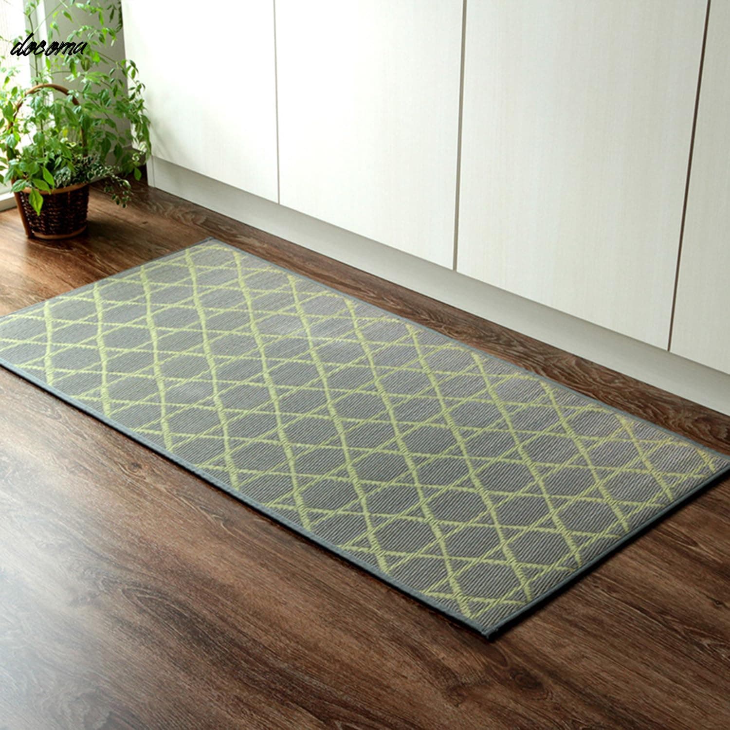 乐天商城 - 【送料無料】い草 マット キッチンマット 籠目 約60×210cm グレー 国産 滑りにくい加工 シンプル 和モダン #8243540