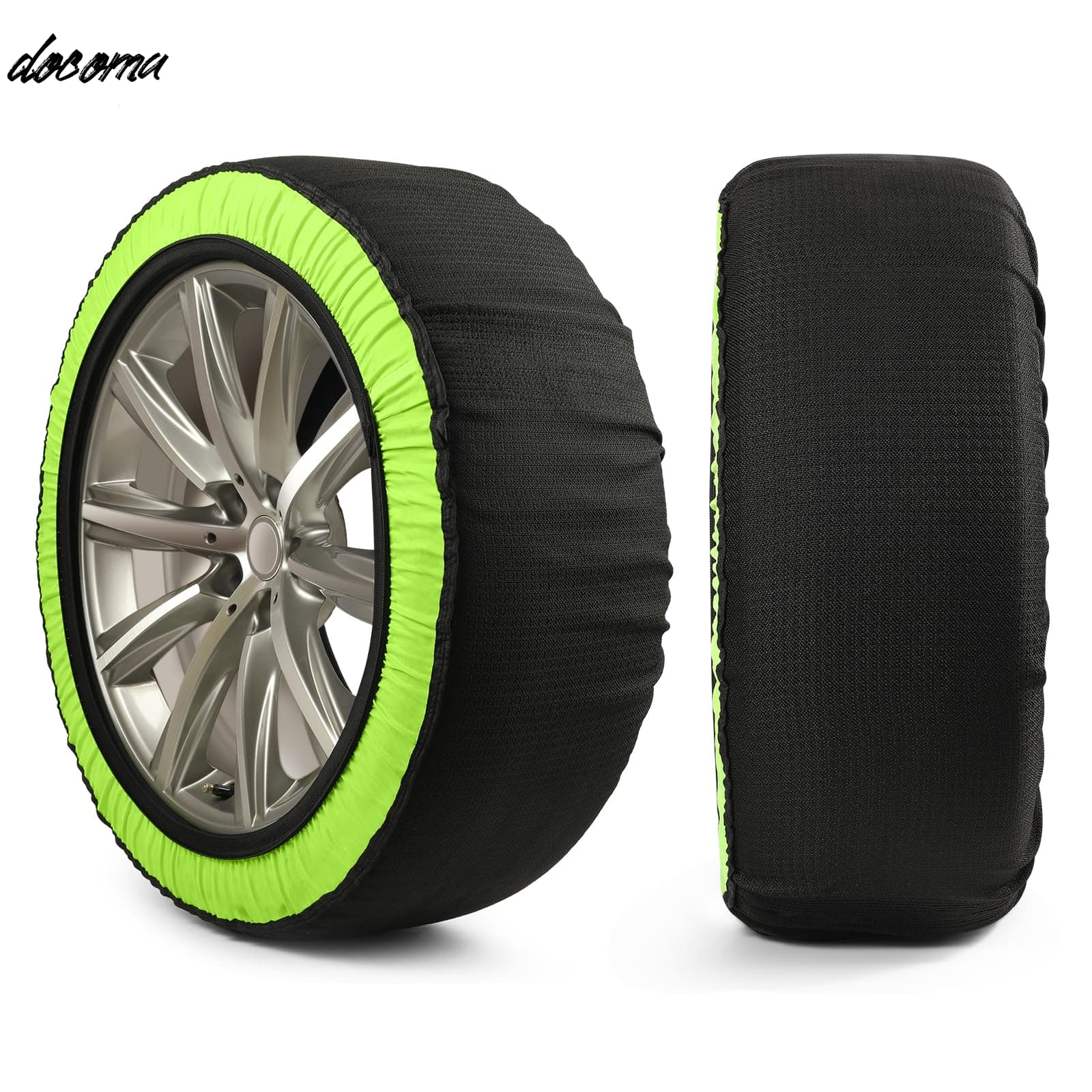 Rakuten - 【送料無料】タイヤチェーン 非金属 スノーチェーン スノーソック 駆動輪2本分 簡単装着 ジャッキアップ不要 タイヤを傷まない 軽量 静音 持ち運びの利便性 雪対策 冬 雪道 路面凍結 緊急 脱出 タイヤ 滑り止め チェーン 冬の必需品 軽自動車用 チェーン規