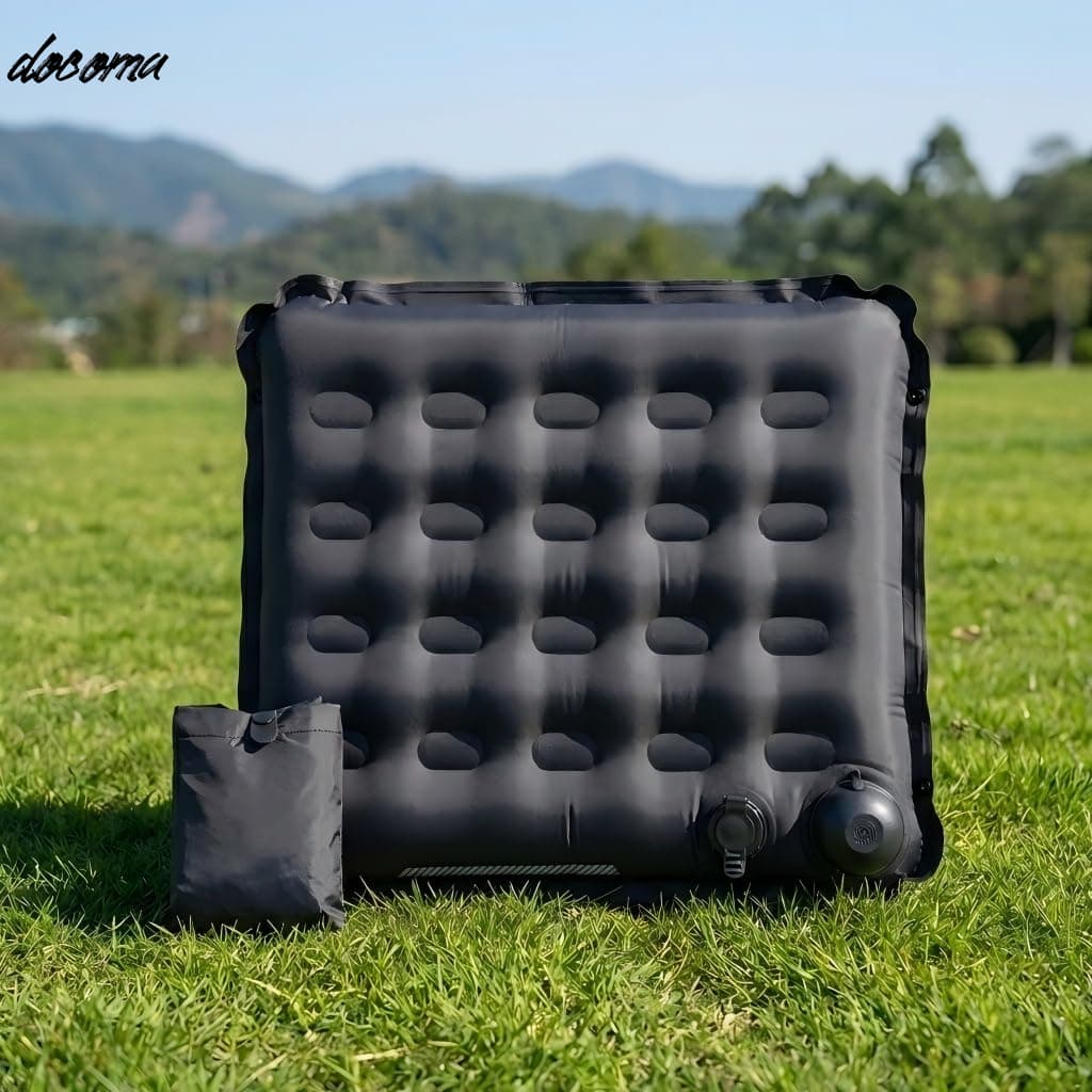Rakuten - 【送料無料】アウトドア 座布団 折りたたみ 【超軽量125g & 極厚7cm】 40Dナイロン TPU加工 防水 防湿 コンパクト 携帯 エアーマット 登山 キャンプ スポーツ観戦 運動会 収納袋付き ブラック
