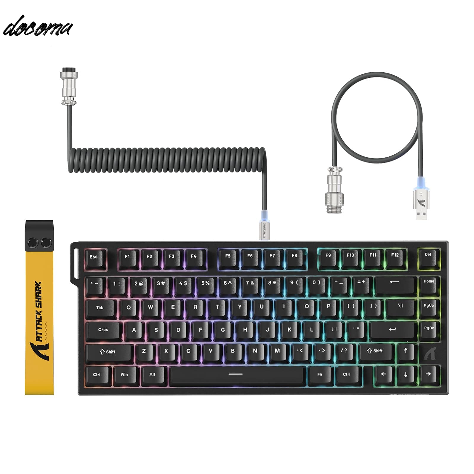Rakuten - 【送料無料】SHARK R82HE ゲーミングキーボード ラピッドトリガー メカニカル有線75% コンパクトRT0.005mm 8000hz RGB バックライトUSB 磁気スイッチキーボード 80キー 0.08msディレイ ダブル PBTキーキャップ デッドゾーン調整機能 DKS FPS ホットスワッ