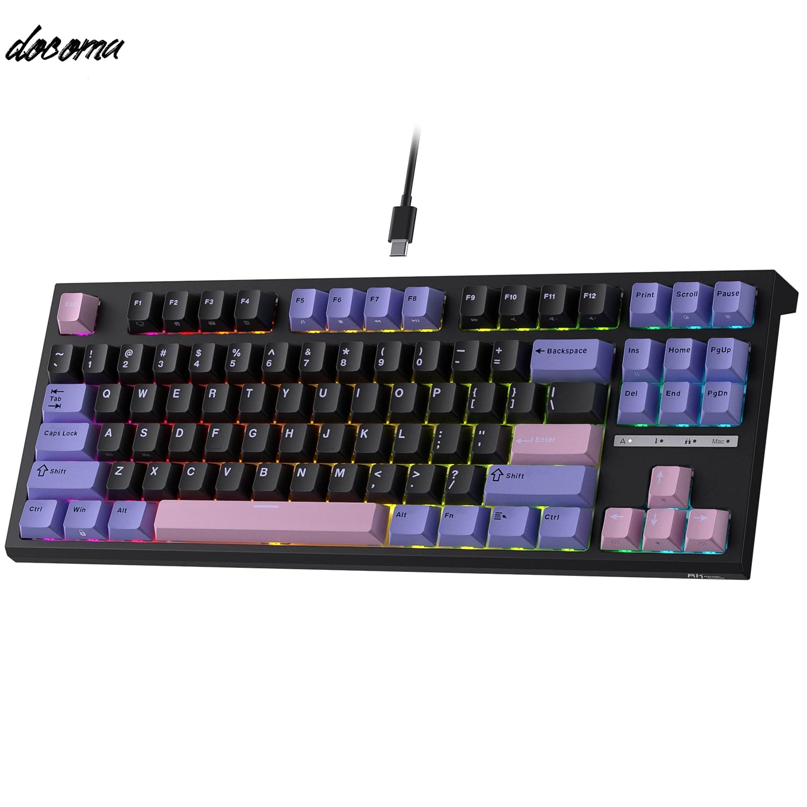 樂天商城 - 【送料無料】ROYAL KLUDGE C87 HE ラピッドトリガー ゲーミングキーボード、87キー TKL 有線 RGB メカニカルキーボード、ホール効果磁気スイッチキーボード、アクチュエーションポイント調整可能、8K Hz ポーリングレート、FPSゲーマー向け US QWERTY