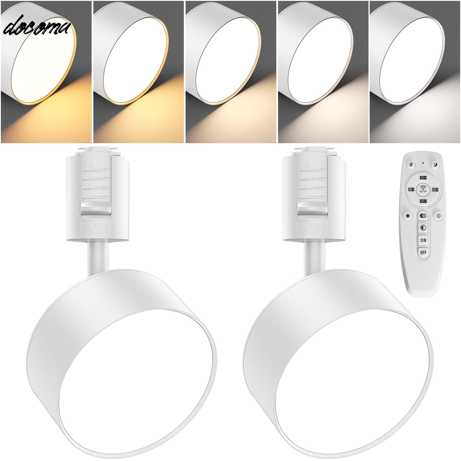 Rakuten - 【送料無料】スポットライト 120W形相当照明スポットライト 消費電力15W LED一体型 拡散光広範囲照明 リモコン無段階調光調色 1200LM高輝度 高演色Ra90+ 角度調節可能 植物育成明るいトレールライト(ホワイトの器具-調光調色 2個セット)