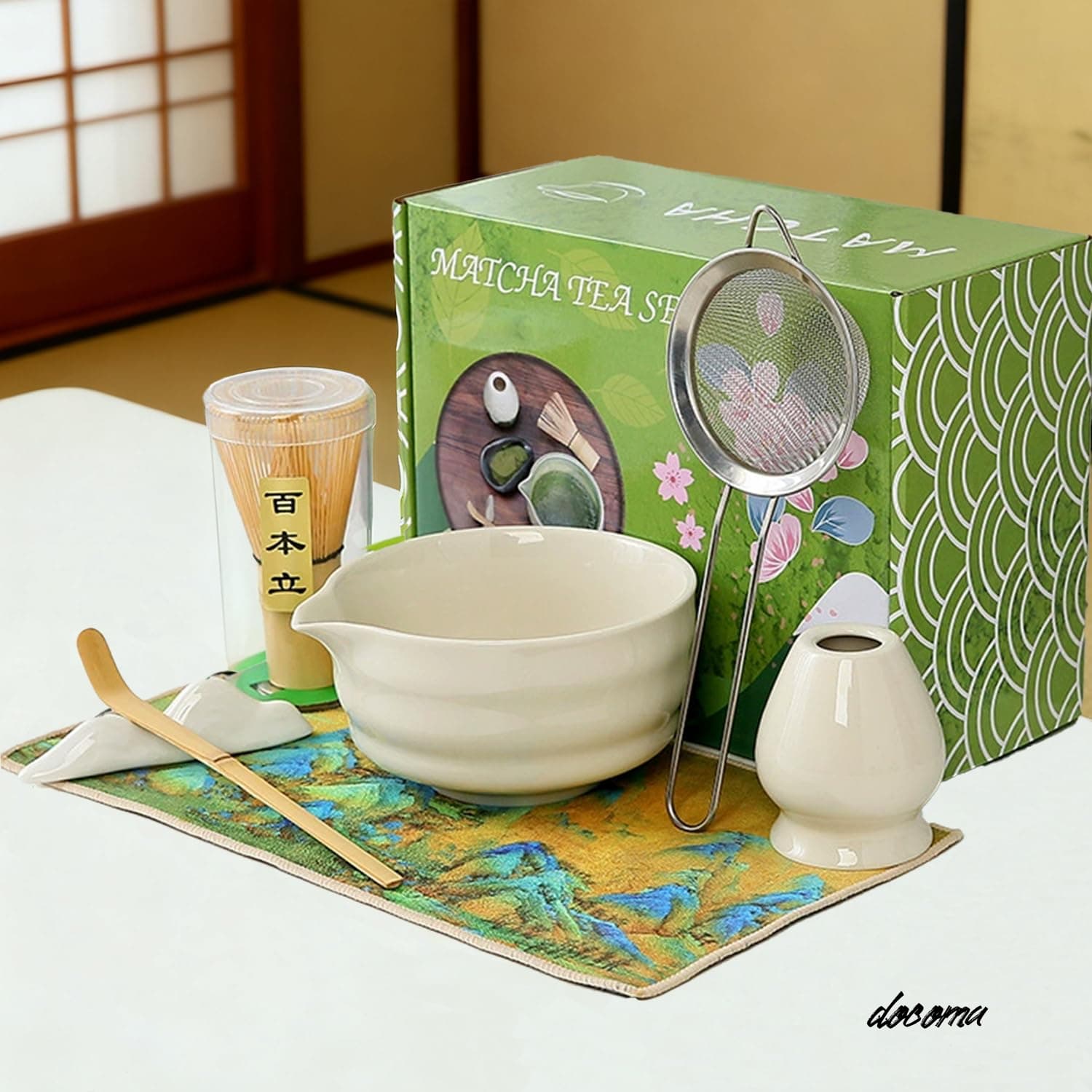 【送料無料】set』抹茶セット 茶道具 7点 フルセット 抹茶碗 茶筅 茶杓 茶筅立て 茶巾 茶こし 茶漉し 茶道体験 手作り上釉り 茶道の練習 家庭用 初心者向け 抹茶セット 和風 オールシーズン対応 抹茶ラテ作りに最適 プレゼント (白（7個セット）) 並行輸