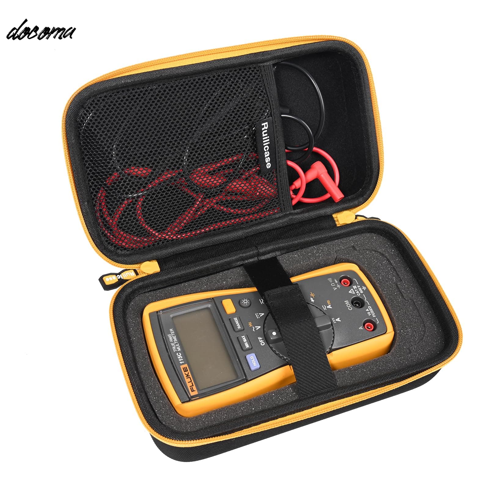 【送料無料】互換性 HIOKI (日置電機) デジタルマルチメータDT4252/DT4253/DT4255/DT4256/DT4261/DT4281/ DT4282 スリムモデル) テスター DMM 日本製 fluke117/115/177/179対応 (黄色のジッパー)(ケースのみ)耐衝撃 防塵 生活防水収納ポーチ YKKジッパ
