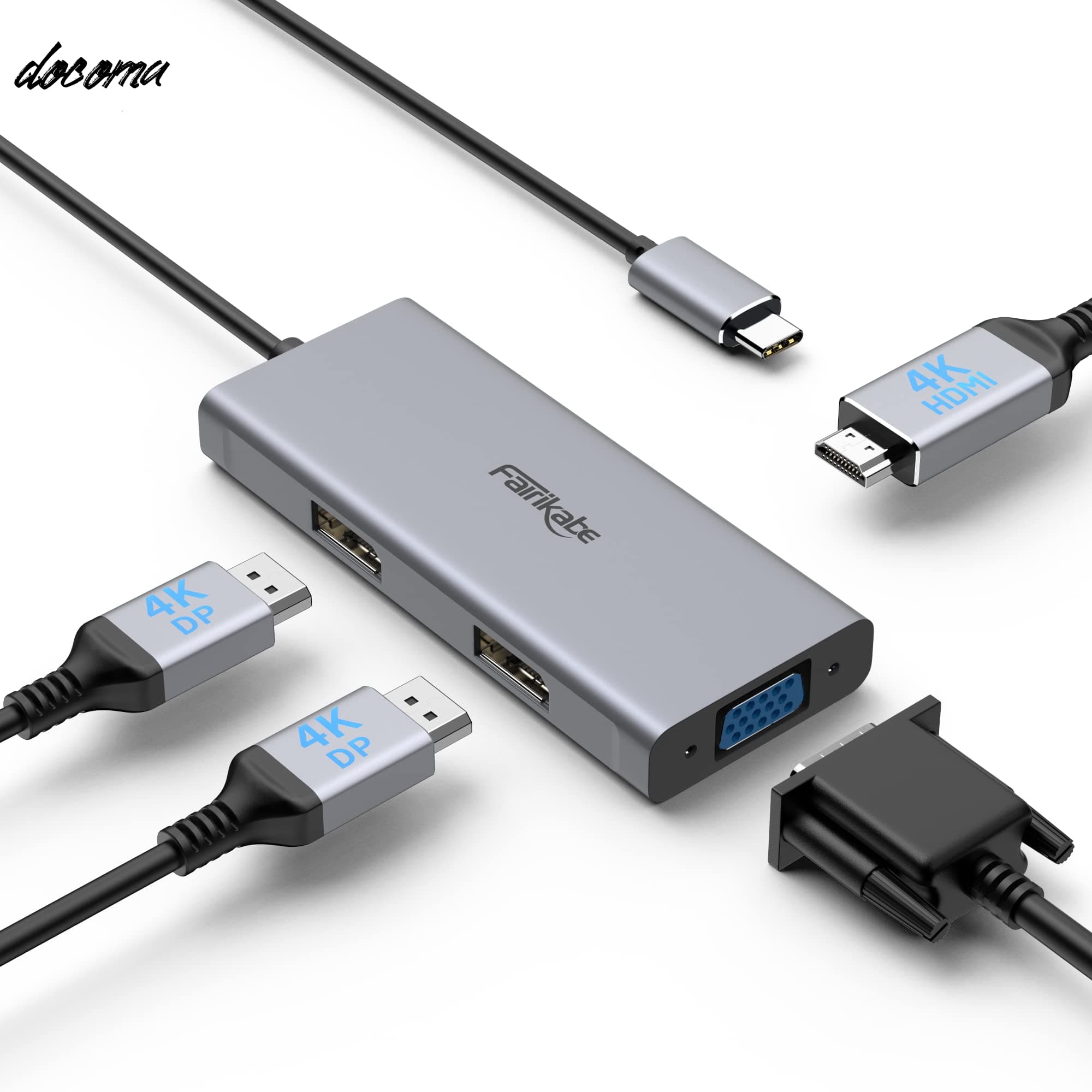 樂天商城 - 【送料無料】C ドッキングステーション デュアルモニター DisplayPort 分配器 4in1 USB-C to 2DP / HDMI/VGA マルチポートアダプター 4K対応