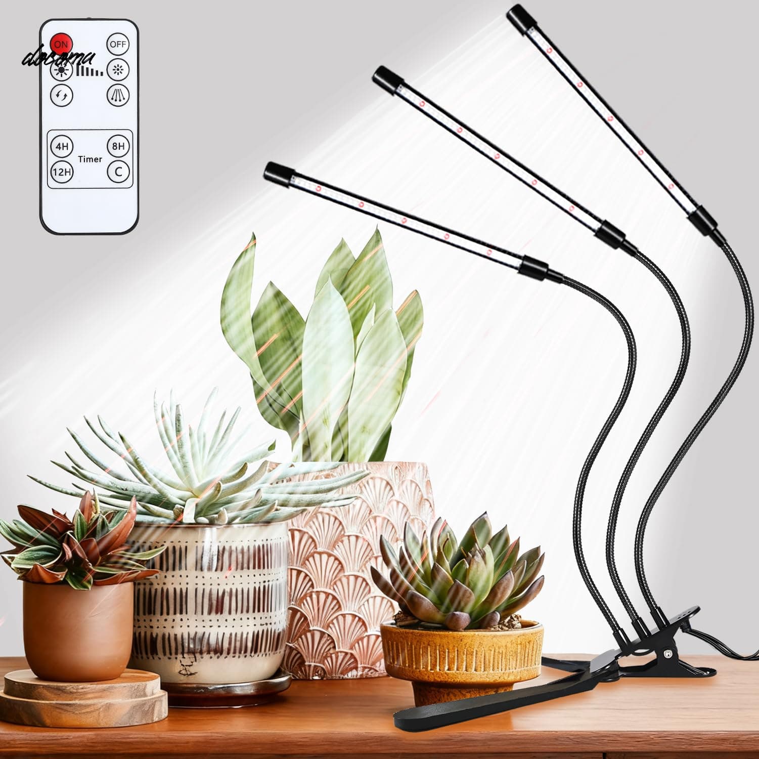 乐天商城 - 【送料無料】屋内植物用 126LED フルスペクトル 赤白光 植物育成ランプ フレキシブルグースネック 4/8/12時間タイマー付き 3つのスペクトルモード 10段階調光可能 3つのヘッド