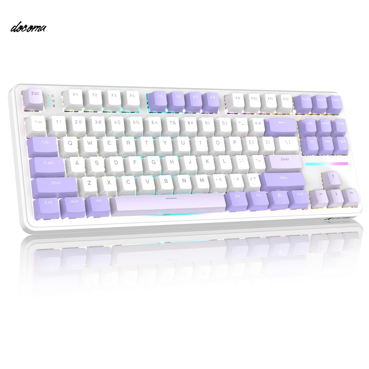 ATTACK SHARK X87 ゲーミングキーボード ワイヤレス/Bluetooth/USB トライーモード メカニカルキーボード ホットスワップ サイド刻印キーキャップ ガスケット構造 5層吸音フォームデザイン リニア ストロベリー・ 全キー無衝突 4