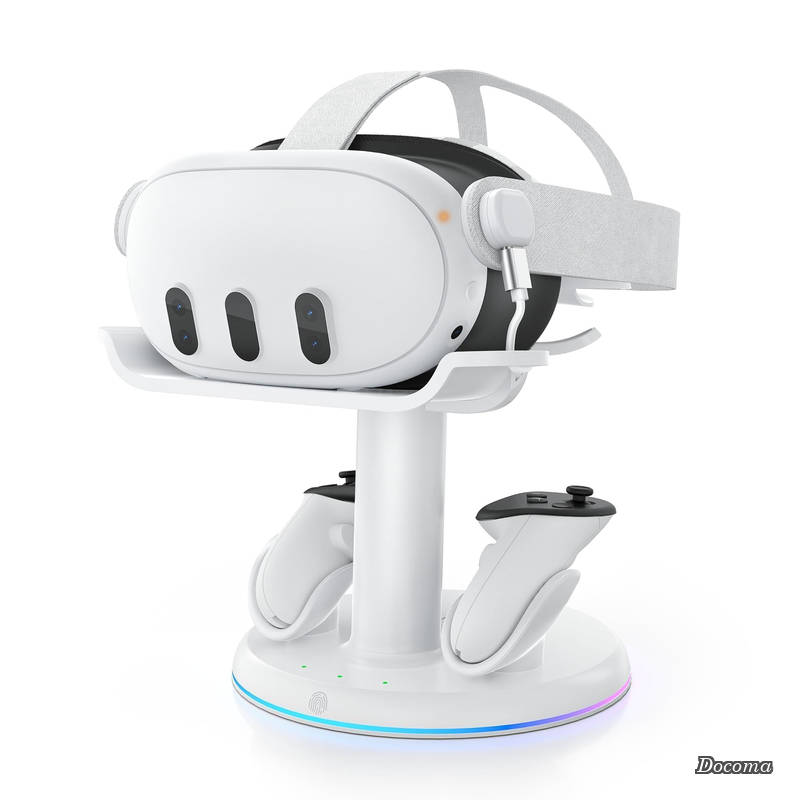 RGB 充電ドックMeta Quest 3/Quest 3Sに対応、磁気充電ステーションVRヘッドセットとコントローラー用充電スタンドアクセサリー