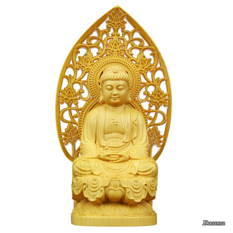 乐天商城 - 【送料無料】木彫り 釈迦如来座像 柘植の木 (曹洞宗・臨済宗) 仏壇用のご本尊仏像 （総高10cm幅6cm奥4cm）
