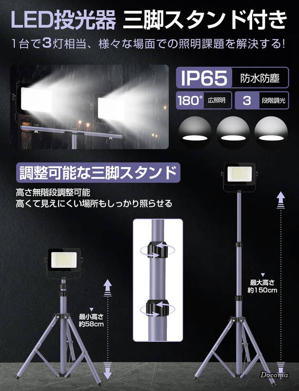【送料無料】「三階段調光 20W 30W 50W」 作業灯 ledワークライト 6500k 高輝度 三...