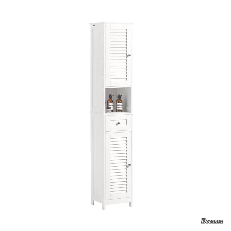 送料無料 隙間収納 洗面所用キャビネット ランドリーラック スリム 幅32cm*奥行30cm*高さ170cm 引き出し付き 北欧風 脱衣所 食器棚 FRG236-W/ホワイト