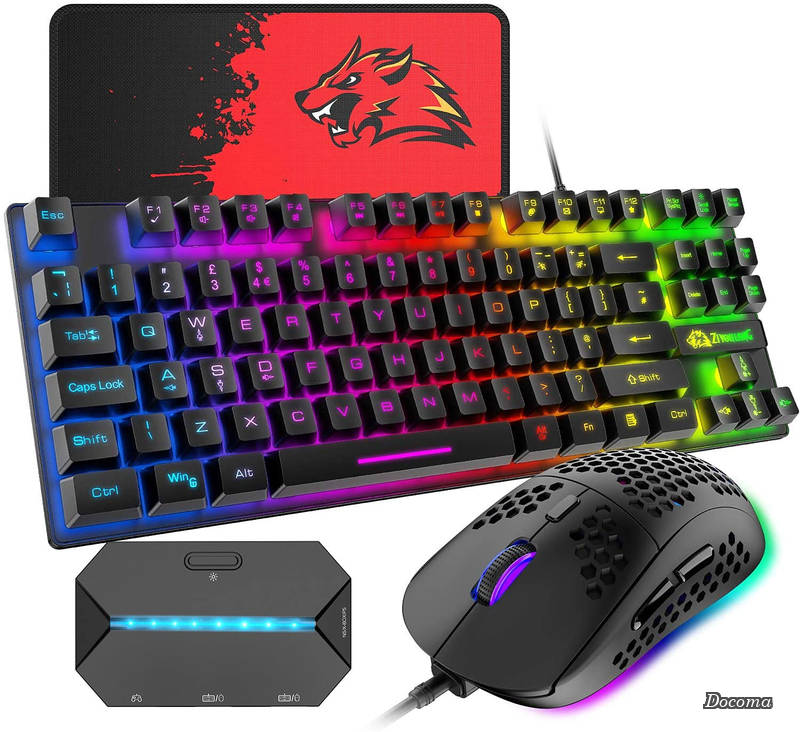 【送料無料】マウス セット 88キー 軽量 LEDバックライト USB接続 エルゴノミック 防水 6400DPI ゲーミングマウス マウスパッド付き 日本語取扱説明書付 PC / PS4 / Nintendo Switch 対応 (black)