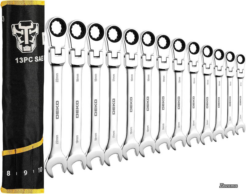 樂天商城 - 【送料無料】13本組 フレックスラチェットレンチ 8-22mm スパナセット 首振りラチェット コンビネーションレンチセット 両用ヘッド スパナ レンチ 角度調整可能 72ギア
