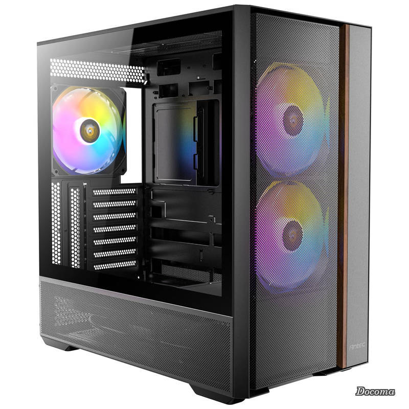 【送料無料】PCケース FLUX REAR ブラック フロントパネルに木材を使用、左サイドに強化ガラスパネルを搭載した冷却型ミドルタワーPCケース Antec FLUX REAR Mid Tower Case