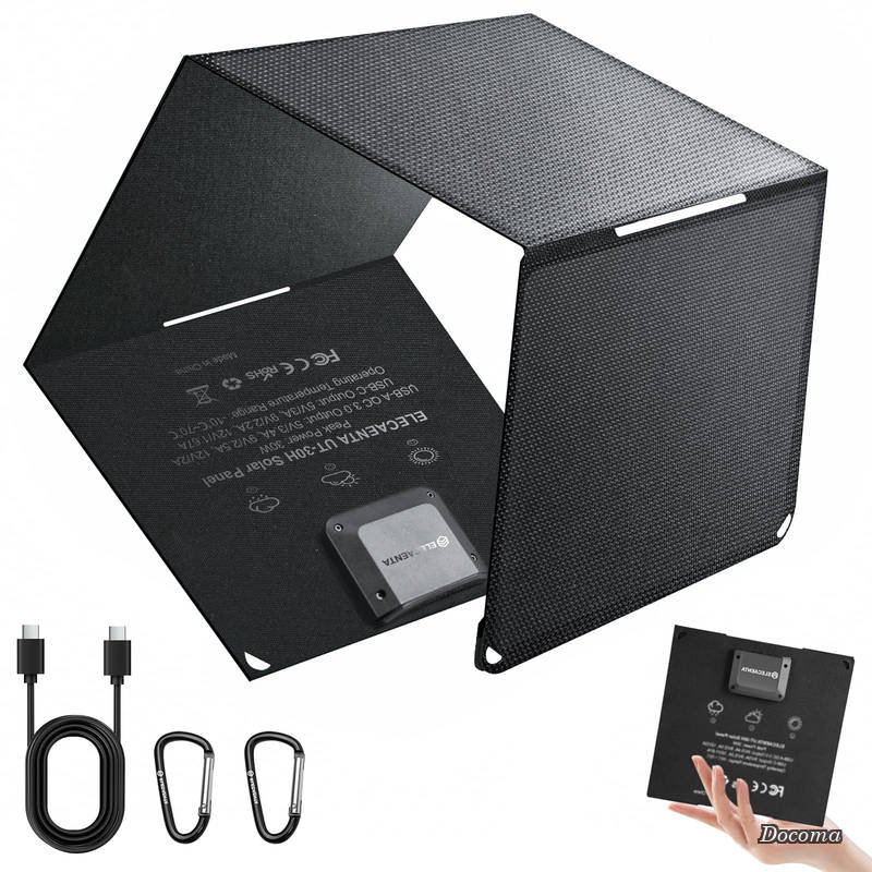 【送料無料】30W ソーラーパネル 変換効率25.4% 次世代HPBCセル PD18W/QC3.0急速充電 ETFE IP68防水 薄型 超軽量0.5KG 折りたたみ式 逆流防止 オートリトライト ソーラー充電器 スマホ充電器 キャンプ/防災/登山/車中泊 iPhone/Android対応