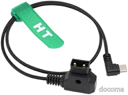 DTap to USB-C 電源ケーブル 90度ライトアングル 編組 60cm DJI Focus Pro Motor SDR トランスミッション Tilta Nucleus Nano II 対応 Vマウントバッテリー用 高耐久