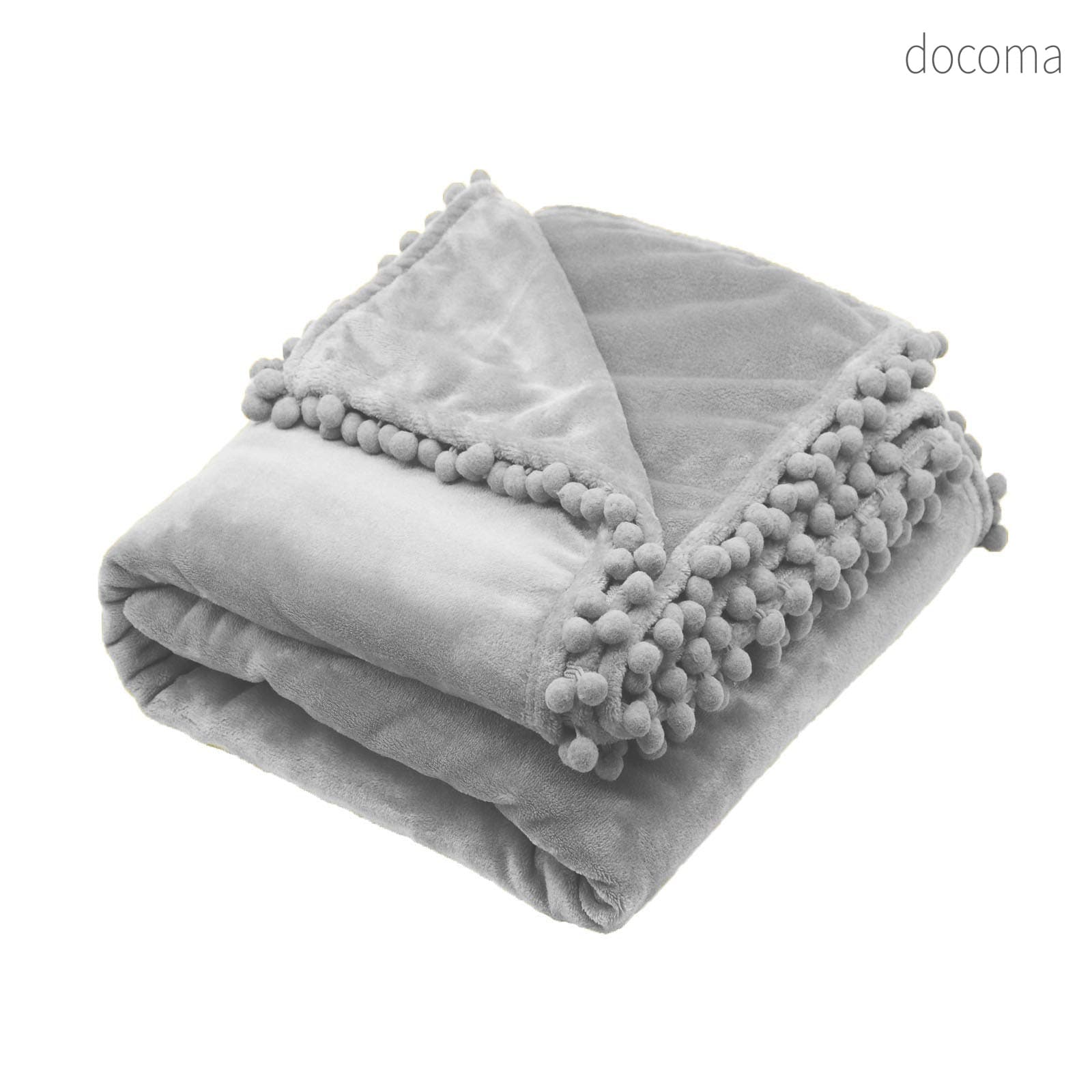 乐天商城 - 【送料無料】ふわとろ 毛布 シングル 冬用 130x160cm あったか ブランケット 大判 おしゃれ 可愛いポンポン付き ふわふわ暖かいひざ掛け 肩掛け モコモコ敷き毛布軽量 洗える グレー