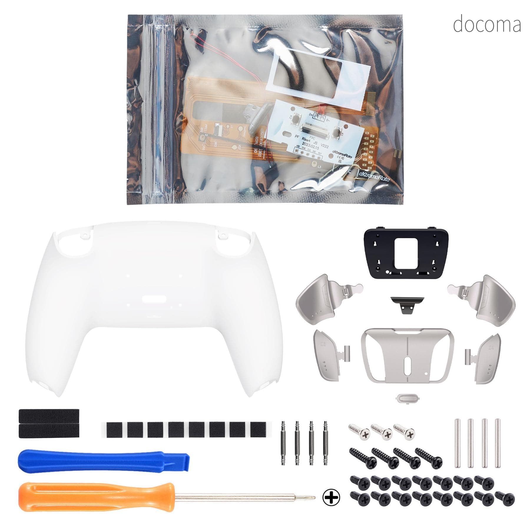 樂天商城 - 【送料無料】ps5コントローラー（BDM-030&BDM-040&BDM-050）に対応用純色の金属バージョンRISE4背面リマップキット(RMB)、ps5コントローラー用アップグレードボード＆バックシェル＆シルバー背面ボタン4つ-コントローラーではない【ホワイト】