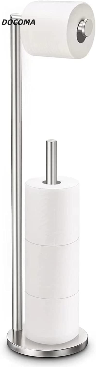 乐天商城 - 【送料無料】自立式トイレットロールホルダー 自立式折りたたみ式ペーパーホルダー トイレットペーパースタンド収納 ステンレススチールバスルーム 自立式ディスペンサー 収納付きペーパーロール5本収納可能 (つや消しニッケル)