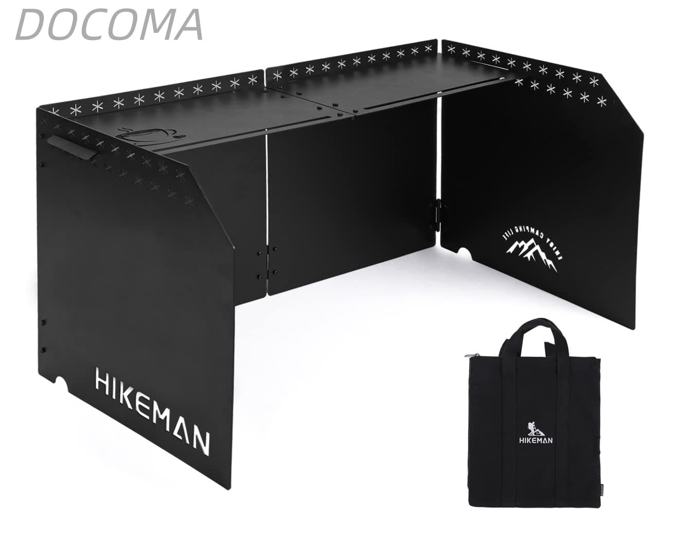 乐天商城 - 【送料無料】風防板 キャンプ ウィンドスクリーン 小型 カセット コンロ 風除け ストーブ コンロ用風よけ 黒 炭素鋼板 高さ25cm 折りたたみ式 収納袋付き キャンプ用品