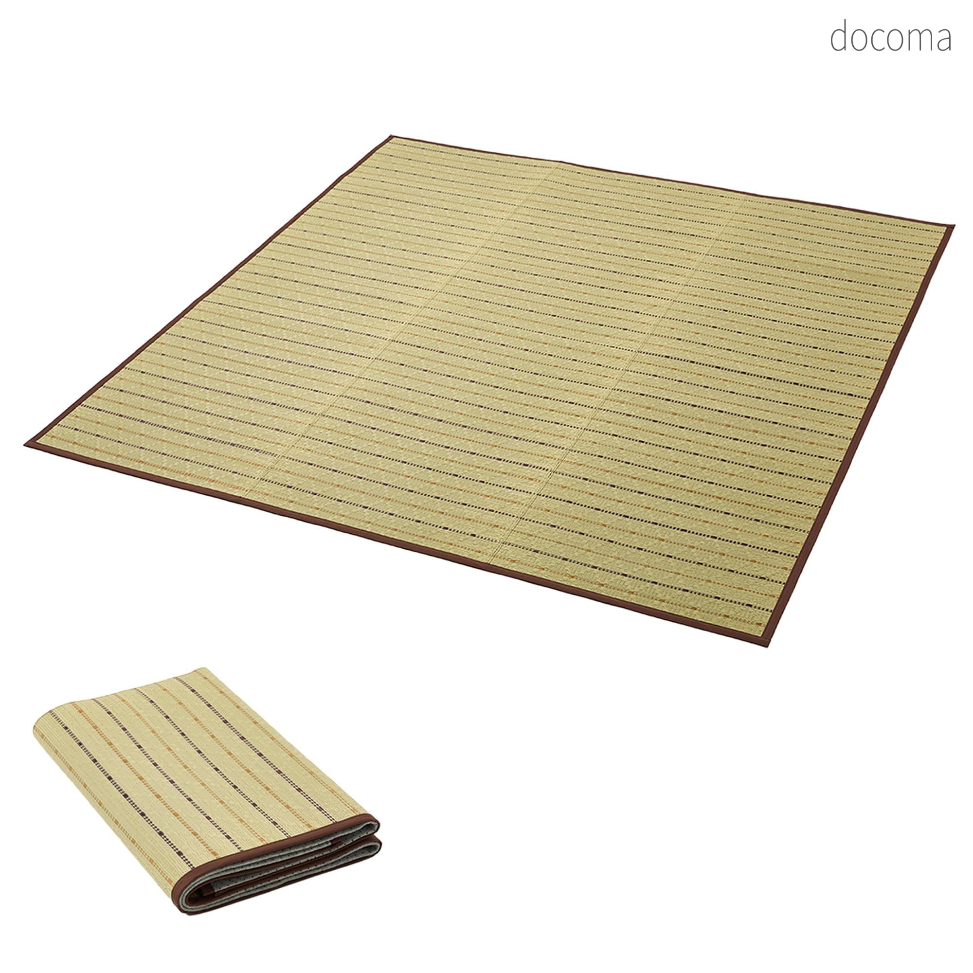 乐天商城 - 【送料無料】ラグ ござ カーペット 180x180cm 滑り止め付き 裏張り 和風 モダン おしゃれ 和室 室内 フローリング 紋織り ブラウン 爽やか 消臭 抗カビ