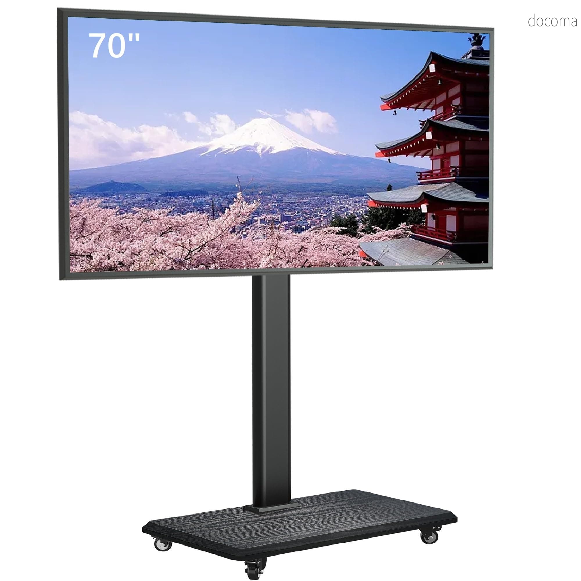 Rakuten - 【送料無料】壁寄せ テレビ台 32~70インチ対応 耐荷重45kg 移動式 キャスター付きテレビ台 tvスタンド ハイタイプ 高さ調整可能 tv stand ラック左右回転30° VESA最大 600mm x 400mm 家用 会社用 木目調ブラック