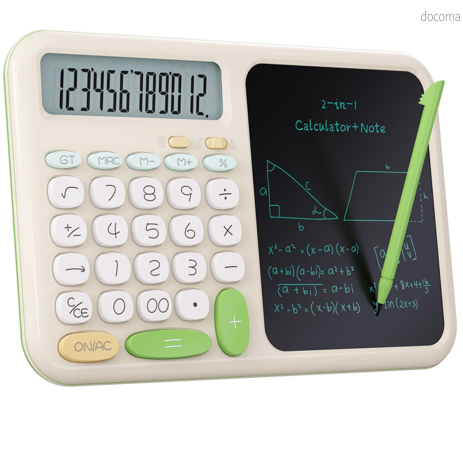 Rakuten - 【送料無料】電卓 メモ 12桁 電卓 おしゃれ 電子メモパッド付き ワンタッチ消去 可愛い タッチペン付き LCDディスプレイ かわいいボタン 計算機 電池交換 文房具 レトロ 使いやすい 学生 入学祝い プレゼント 家庭 事務用品