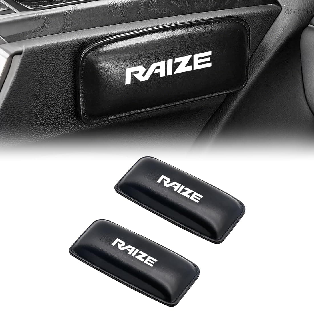 Rakuten - 【送料無料】車用ロゴ ニーパッド 膝パッド ライズ RAIZE A200A 210A型 アクセサリー 運転席 車クッション 疲労軽減 肘置きパッド 滑り止め アームレストカバー 休憩 膝サポート 膝当て 両面テープ PU メモリーコットンコア 通勤 内装パーツ