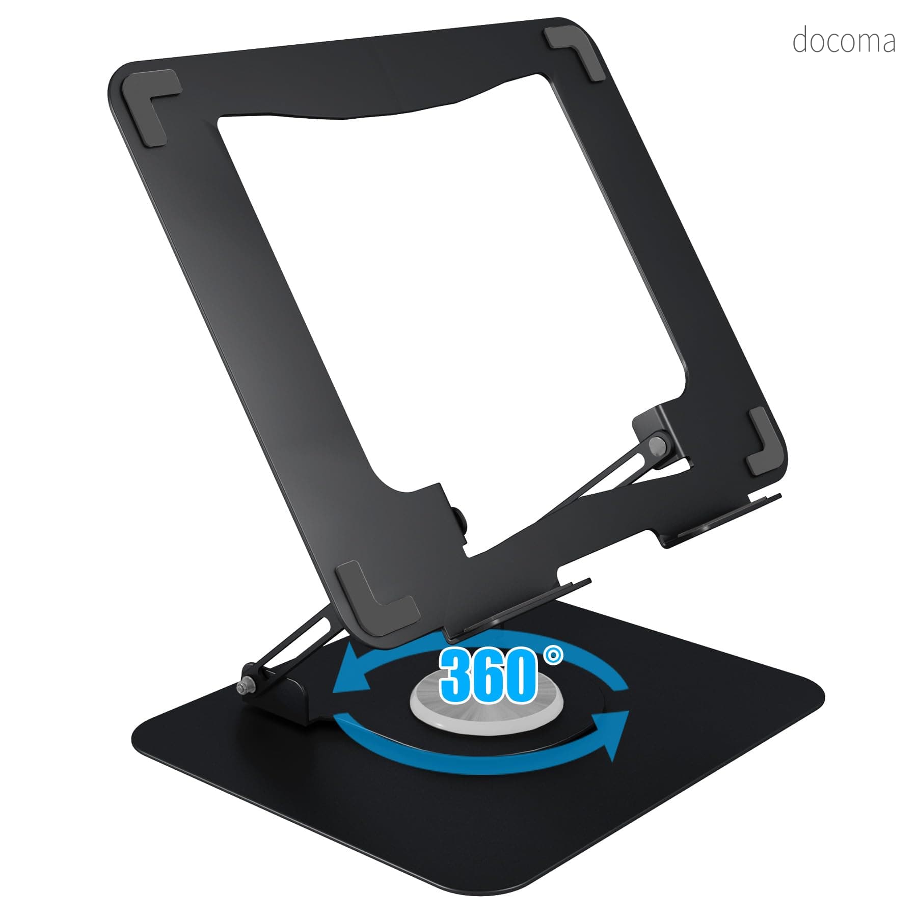 【送料無料】ノートパソコンスタンド pc スタンド タブレット 折りたたみ式 360°回転 角度/高さ無段階調節 姿勢改善 腰痛/猫背解消 安定性 合金製 Macbook Air Macbook Pro iPad 17インチまでのノートパソコンやタブレットに対応 (ブラック)