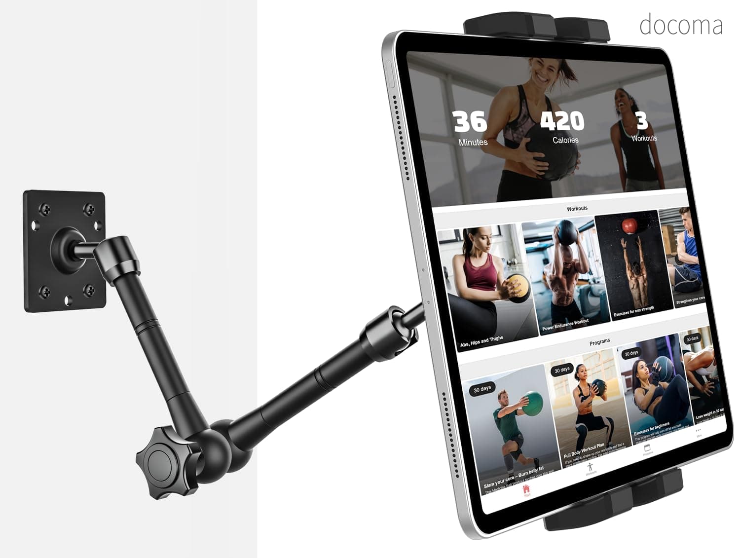 Rakuten - 【送料無料】壁掛け タブレットホルダー 携帯ipadホルダー 両用壁掛け ホルダー スタンド キッチン/玄関/浴室/洗面所/オフィス/倉庫/寝室/ジム用 360度回転 横と縦 耐久性 安定性 日本語説明書付き 幅広い互換性 き iPad Pro Air Mini/iPhone/Android/Switch/4-13インチ