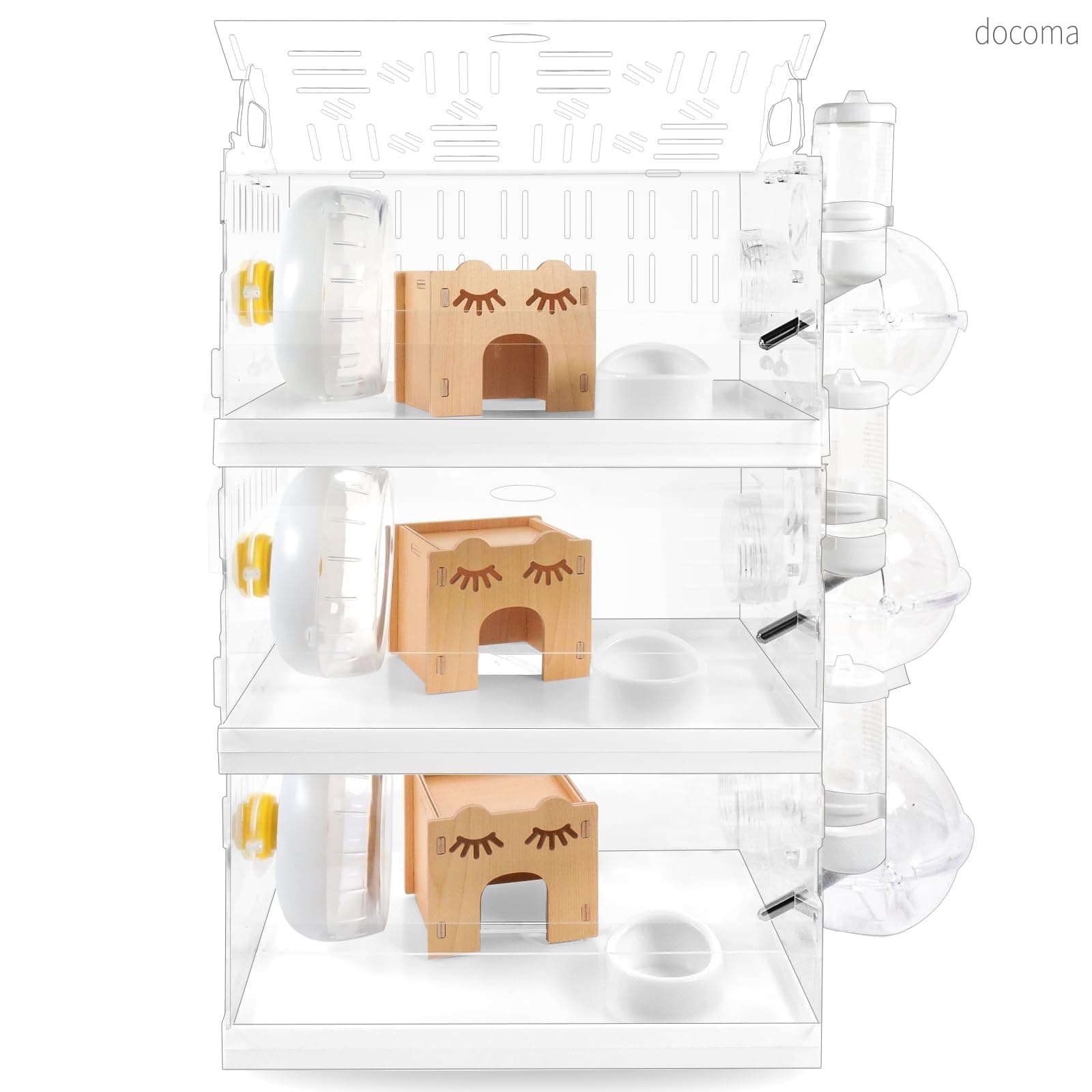 Rakuten - 【送料無料】ケージ hamster cage 透明度高 掃除しやすい 持ち運び 通気穴いっぱい 御洒落 多頭飼育用 ハムスター クリア イージーホーム デグー アクリル アクセサリ (透明B)