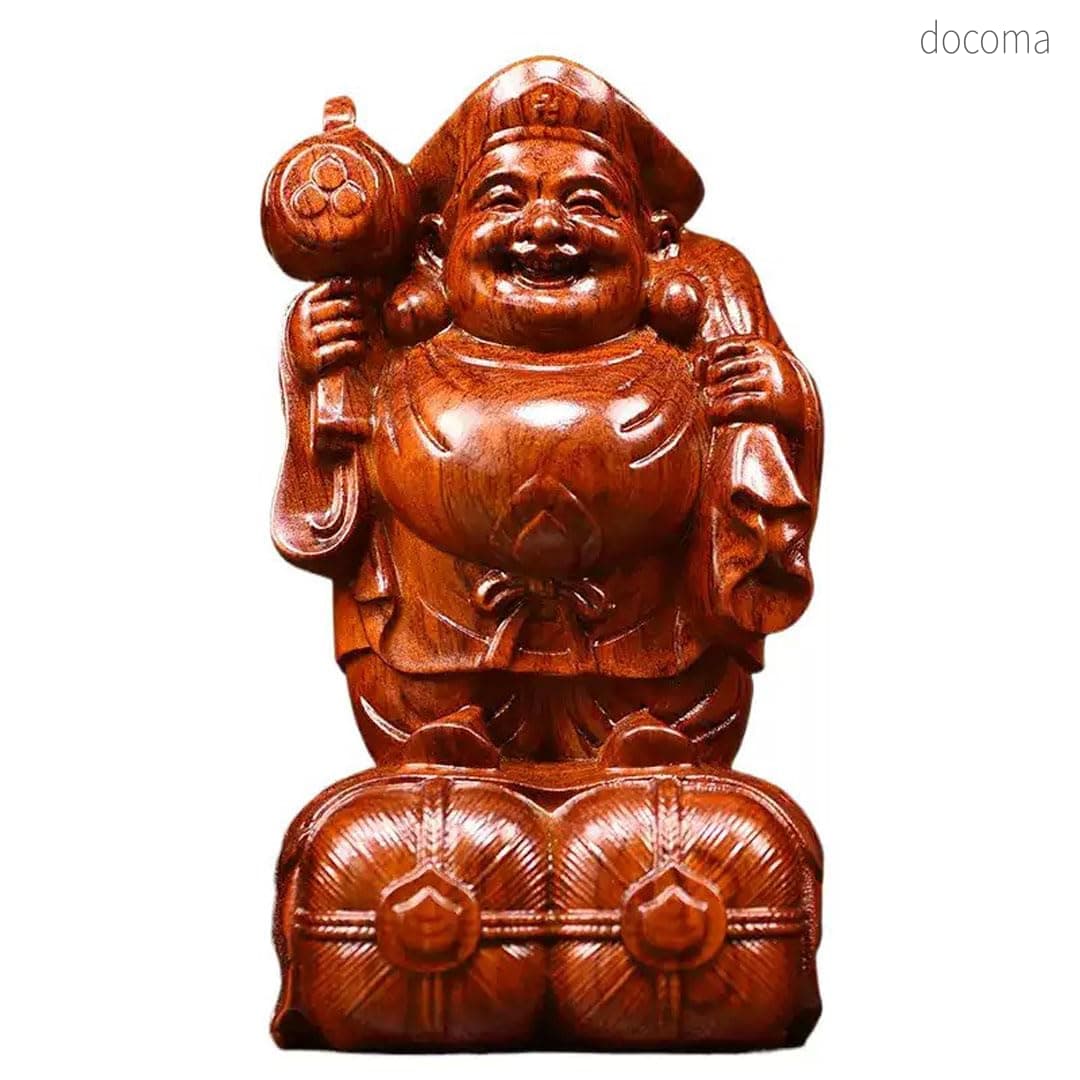 樂天商城 - 【送料無料】木像 木製フィギュア 美術品 彫刻 七福神 置物 縁起物 (花梨木)
