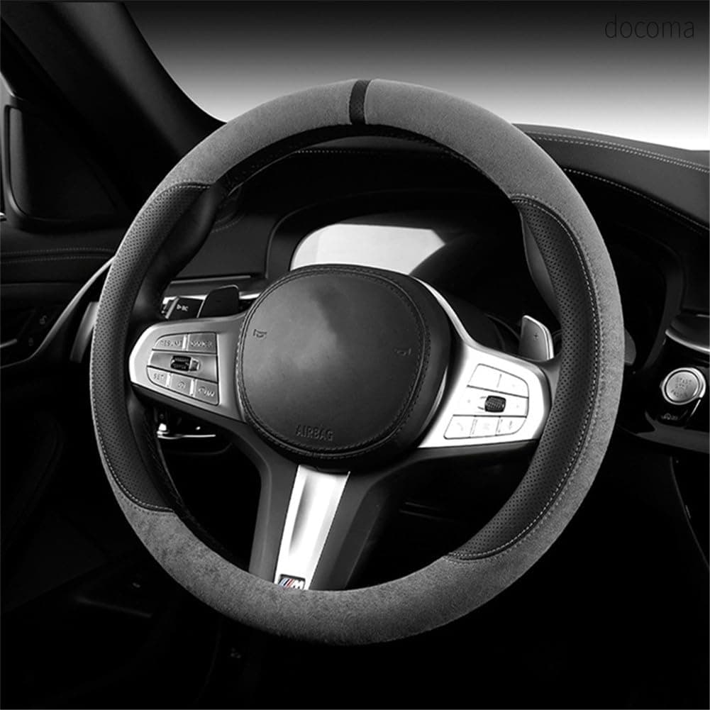 Rakuten - 【送料無料】車用 ハンドルカバー 軽自動車 ステアリングカバー ハンドル 保護カバー 手触りよし 滑らない 防汚 四季汎用 O型 車 アクセサリー シルバー