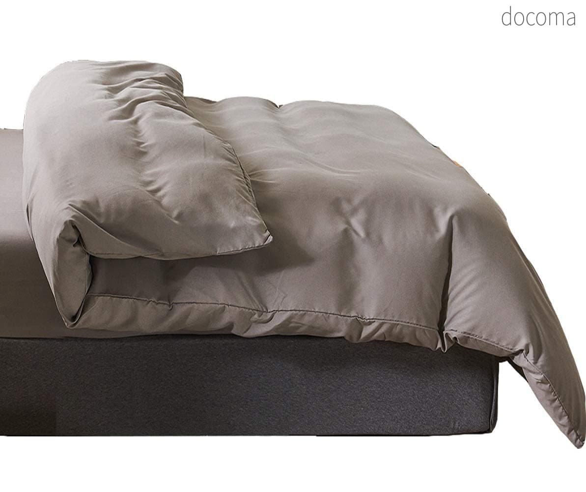 Rakuten - 【送料無料】クイーンロング グレー210x220cm 綿混 無地 長身用 布団カバー 洗い替え 防ダニ 防シワ オールシーズン 速乾 通気 単品売り