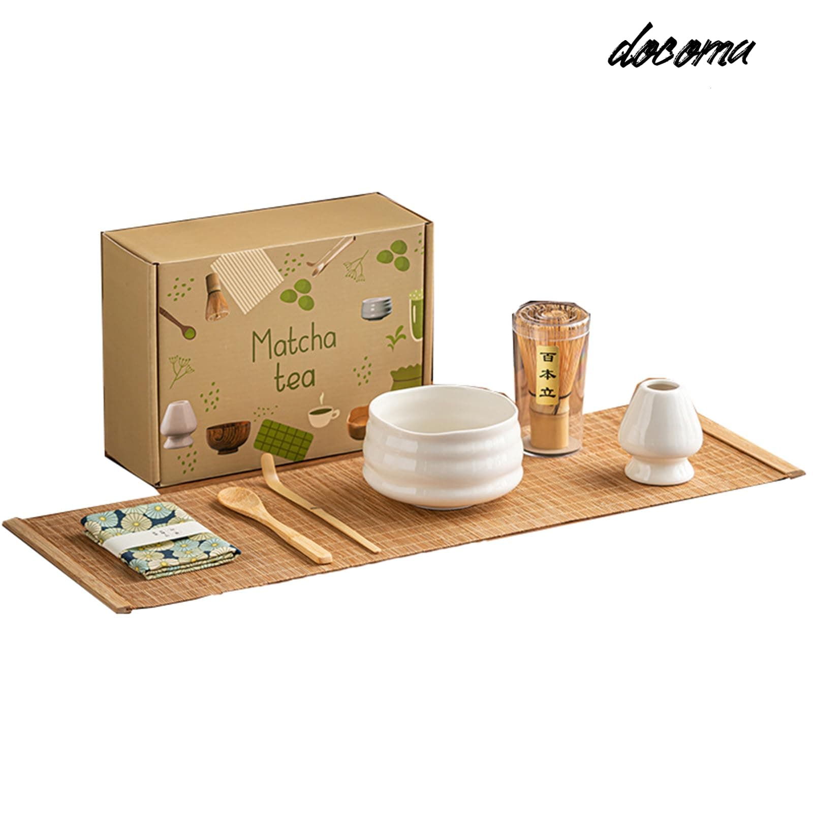 乐天商城 - 【送料無料】お点前セット 日本茶セット 茶道具セット 抹茶茶道 茶碗 百本立茶筅 茶筅立て 茶杓 抹茶 粉末 泡立て器（ホワイト）