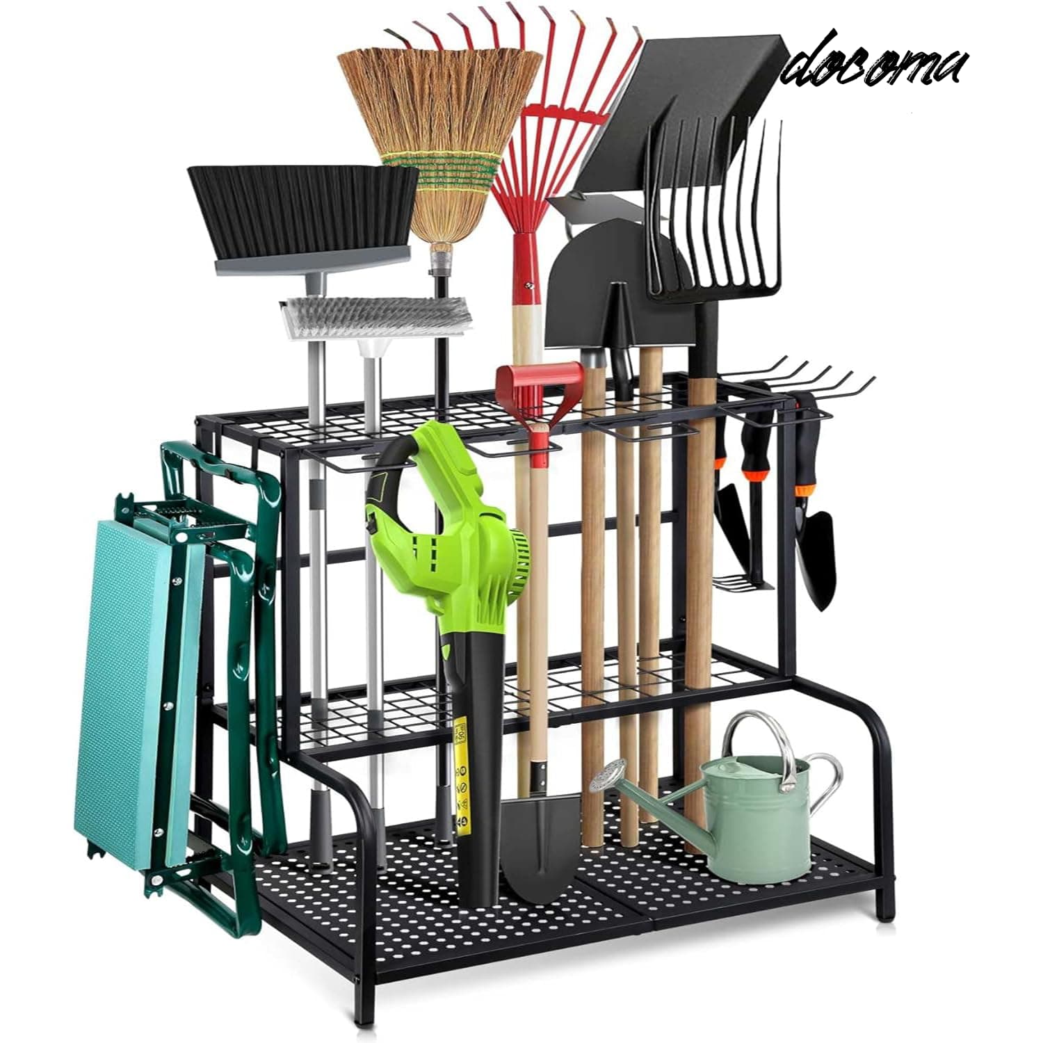 樂天商城 - 【送料無料】ガーデニング 棚 収納 ラック （61x40.5x71cm）掃除用具 収納 キャスター付き 移動が容易 掃除道具 農具 収納 多機能倉庫 ガレージ、物置、地下室に最適 （ブラック）