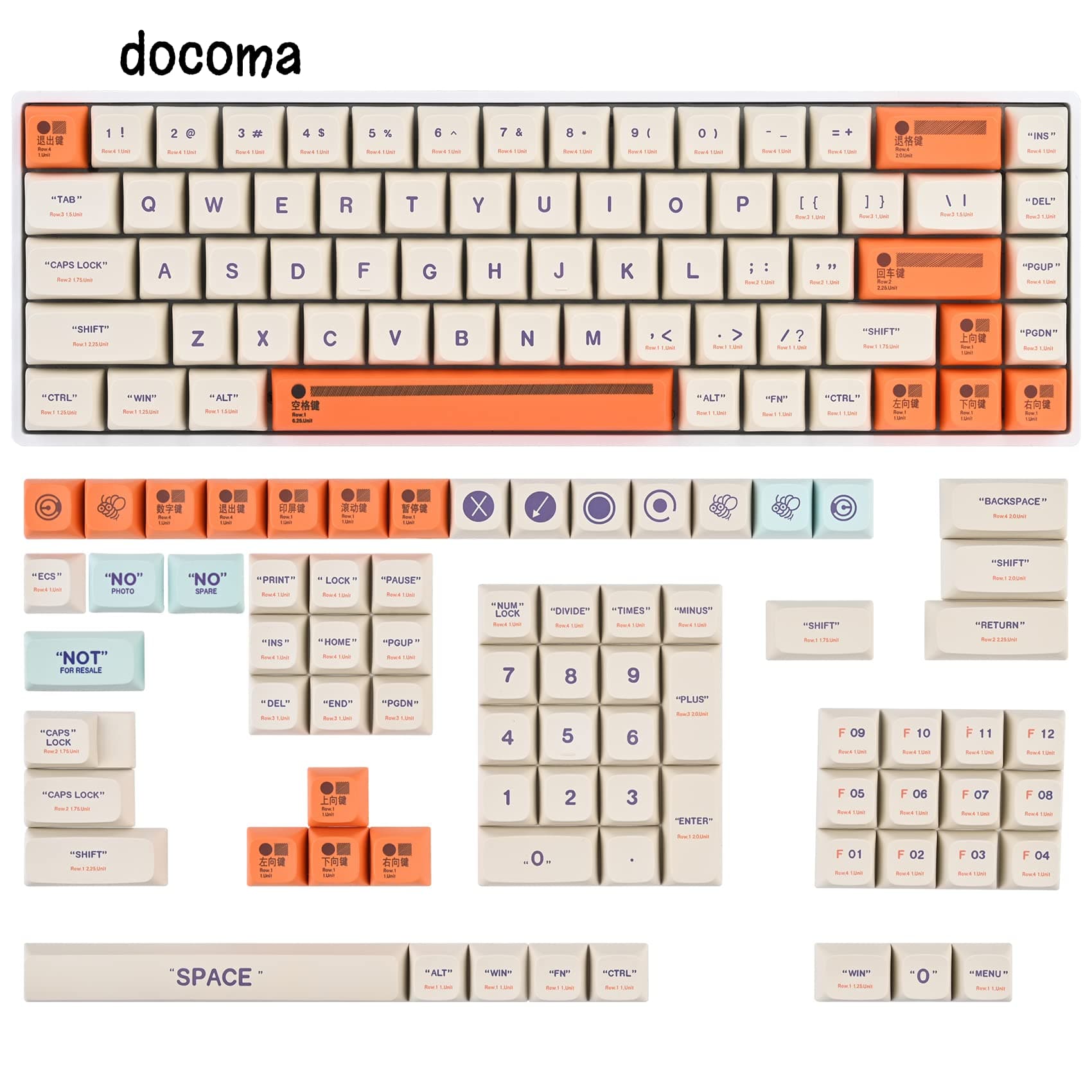 Rakuten - 【送料無料】XDAプロファイルキーキャップセット142キーレトロプラスチックテーマキーキャップ60％65％100CherryMxゲーミングキーボード