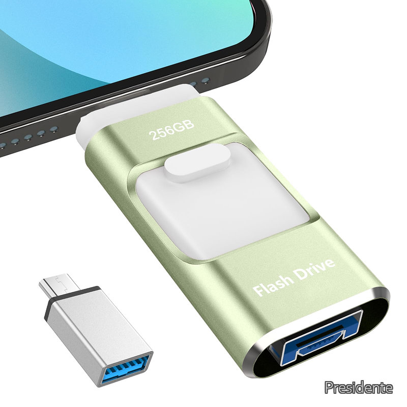 Rakuten - 【送料無料】USBメモリー【専用アプリ不要】phone用USBメモリphone写真データ 保存 外付けストレージ 高速 大容量 フラッシュドライブiOS/Android/PC/Macに対応 タイプc 外付けusbメモリー 写真・動画・書類保存 携帯容量不足解消 スマホの写真を保存する ライトグリーン