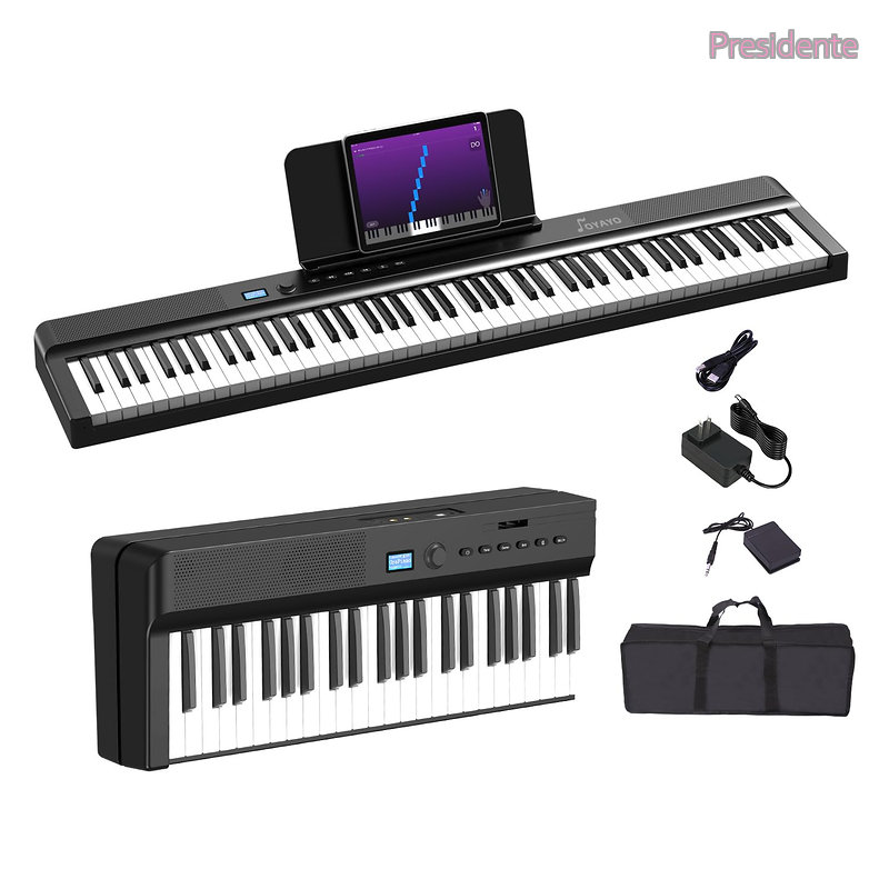 【送料無料】強化】OYAYO 電子ピアノ 88鍵盤折りたたみ式 FP88D 充電式 MIDI対応 セミウェイテッド鍵盤 128種音色 128種リズム ペダル ..