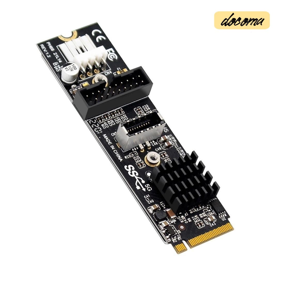 Rakuten - 【送料無料】M.2 NVME NGFF M-Key to USB 3.0 20ピン/USB 3.1 Type-E フロントパネルソケット メインボードヘッダー拡張アダプター