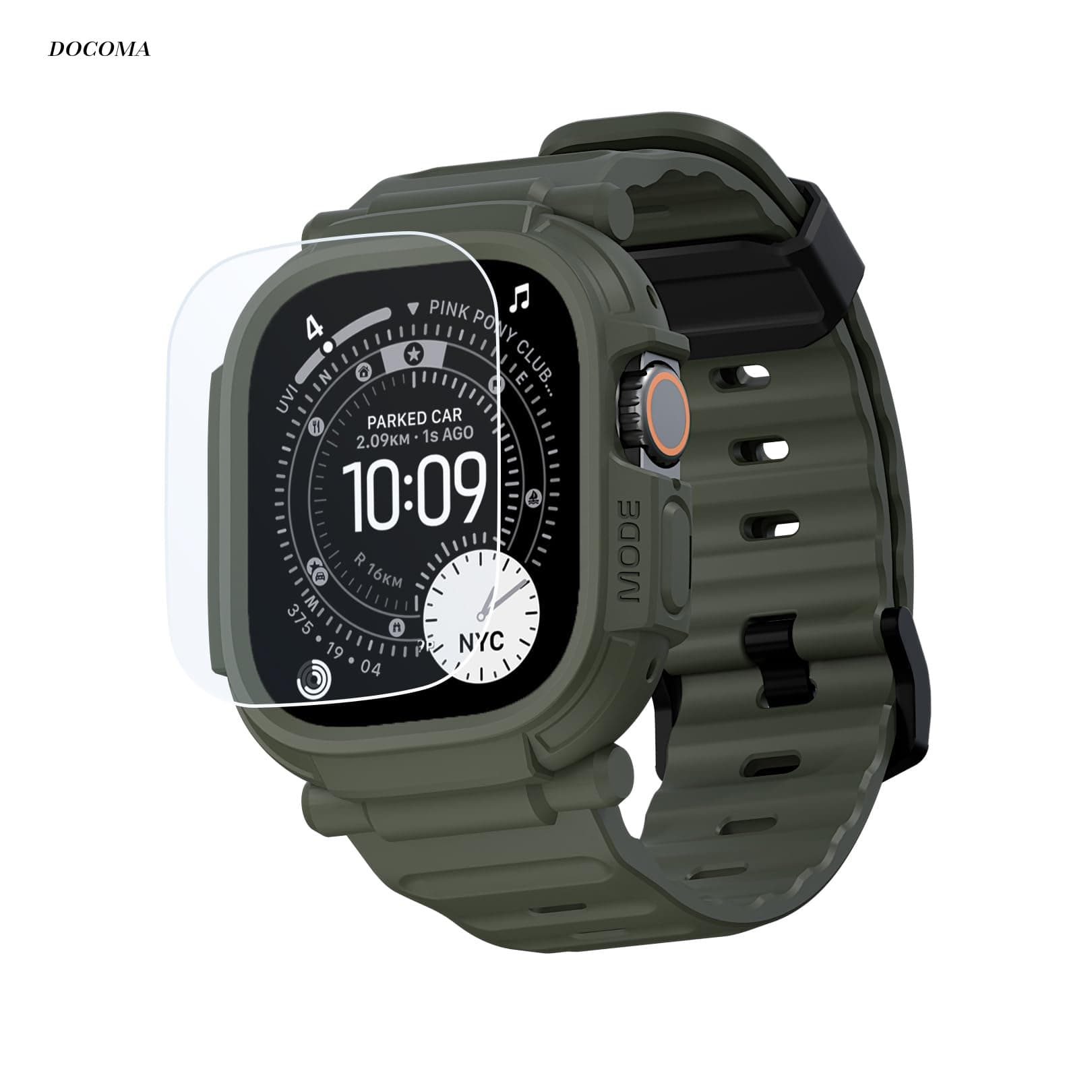 樂天商城 - 【送料無料】Apple Watch Ultra 3/2/1 バンドケース 49mm スクリーンプロテクター 強化ガラス Quattro Proシリーズ 頑丈 iWatch用バンパーストラップ ミリタリーグレード 耐久性のある保護カバー 耐衝撃性 グリーン