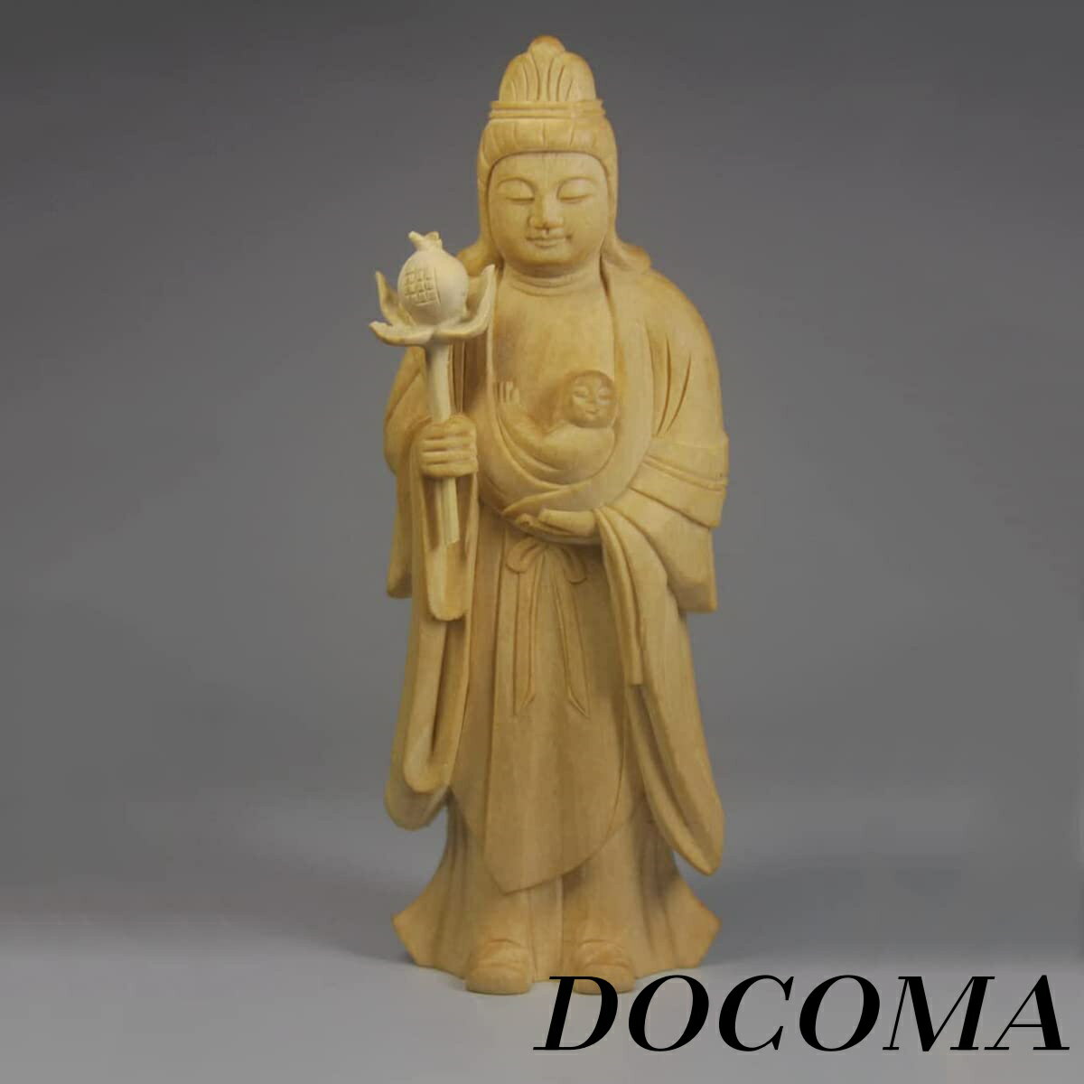 Other - 【まとめ買いで最大500円OFFクーポン!】【送料無料】子育安産 （高さ12.5cm、幅4cm ）桧木製高級木彫り ◆彫刻仏像・木彫りの仏像・手彫り仏像