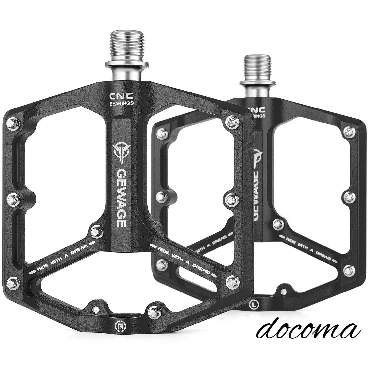 乐天商城 - 【送料無料】自転車 ペダル 9/16インチ 高回転 滑り止め 高耐久性 フラットペダル アルミ製 (GE-324) (ブラック)