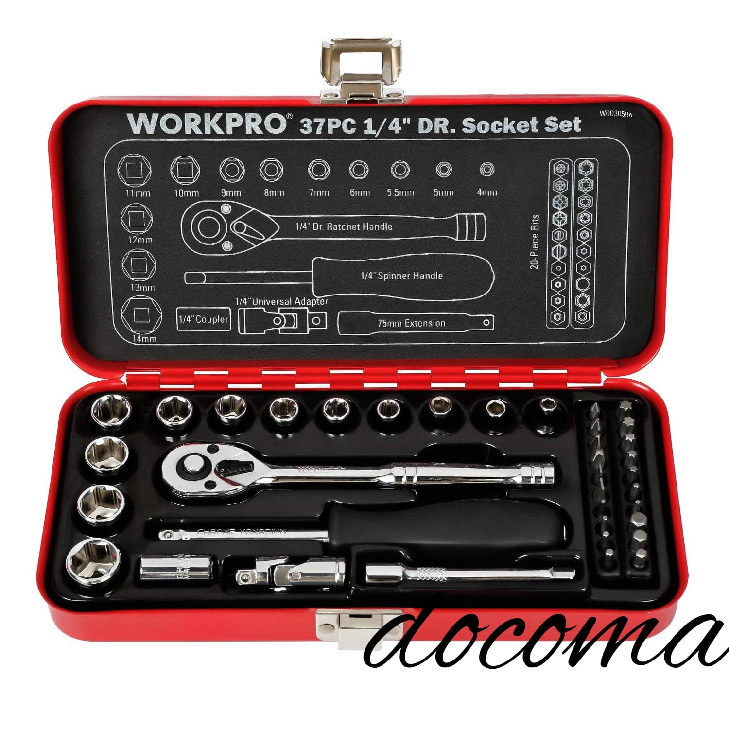 乐天商城 - 【送料無料】ソケットレンチセット ガレージツールセット ラチェットレンチ 差込角6.35mm（1/4インチ） クイックリリースラチェットハンドル 工具 道具 セット 37点組【鉄製ケース付属】