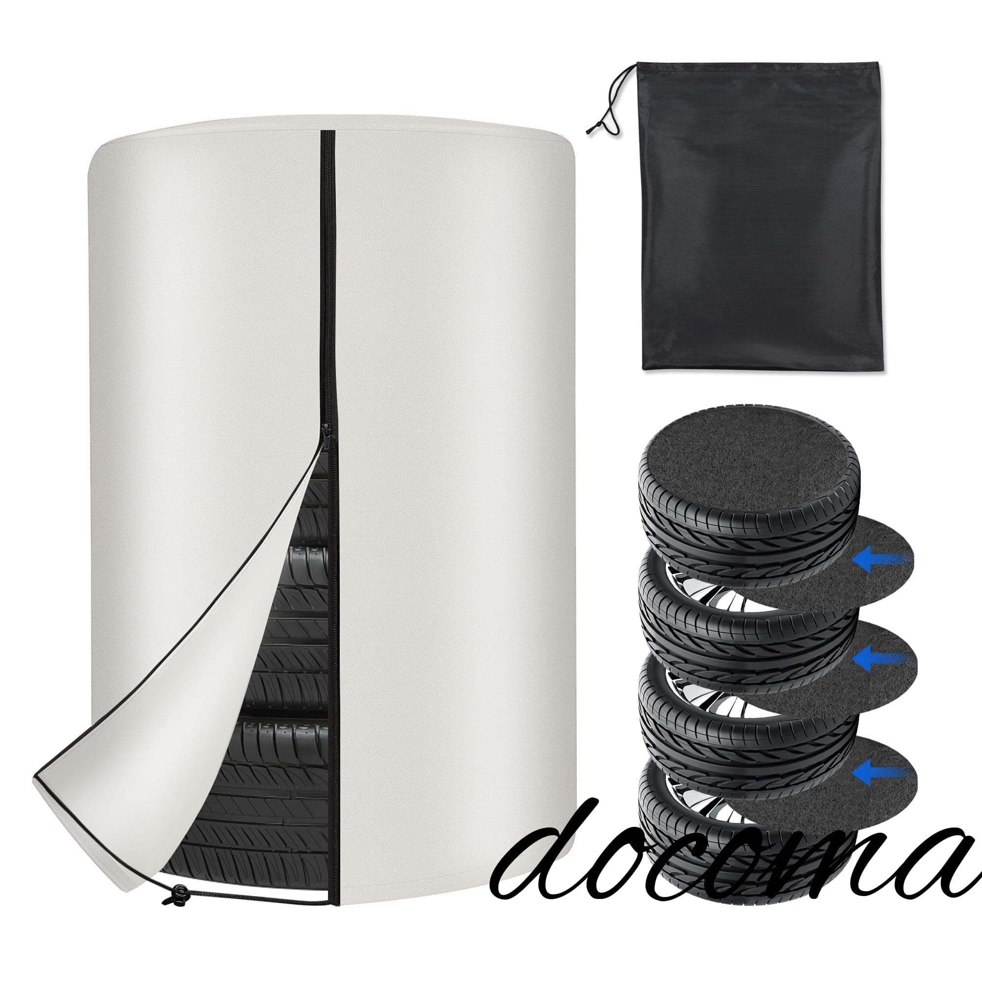 乐天商城 - 【送料無料】屋外 防水 600d 420d 厚手 タイヤ屋外カバー タイヤ 4本 収納 保管 紫外線 劣化 汚れ防止 フェルトパッド4枚付き 収納袋付き