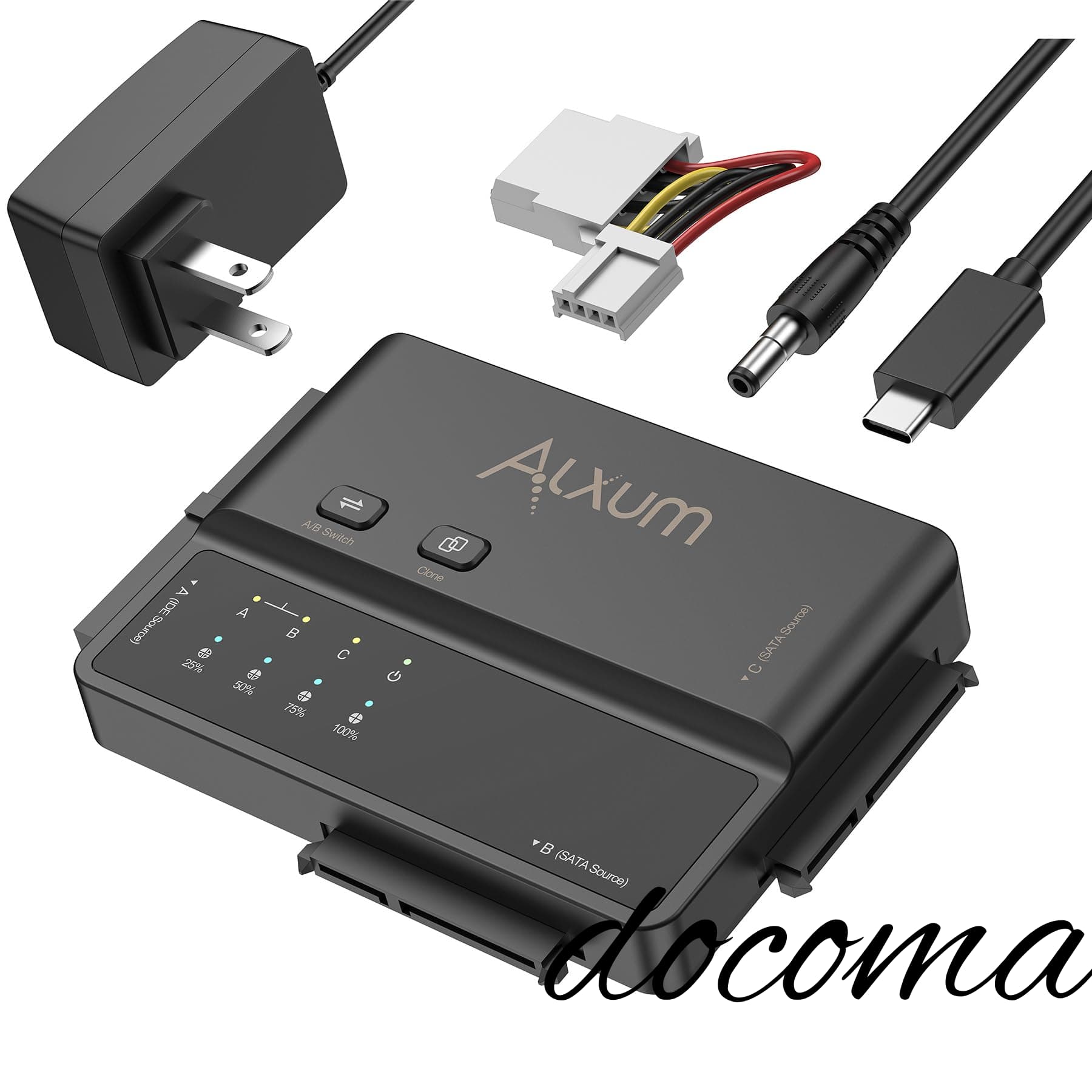 [Free Shipping] 3-in-1 SATA and IDE HDD/SSD Cloning Stand with Type-C USB 3.2 Gen 1 5Gbps High-Speed ​​Data Transfer, Large Capacity Storage, Tool-Free Operation, 12V Power Supply Included, Reads Two Hard Drives Simultaneously (SATA III & IDE 133 HDD/SSD)