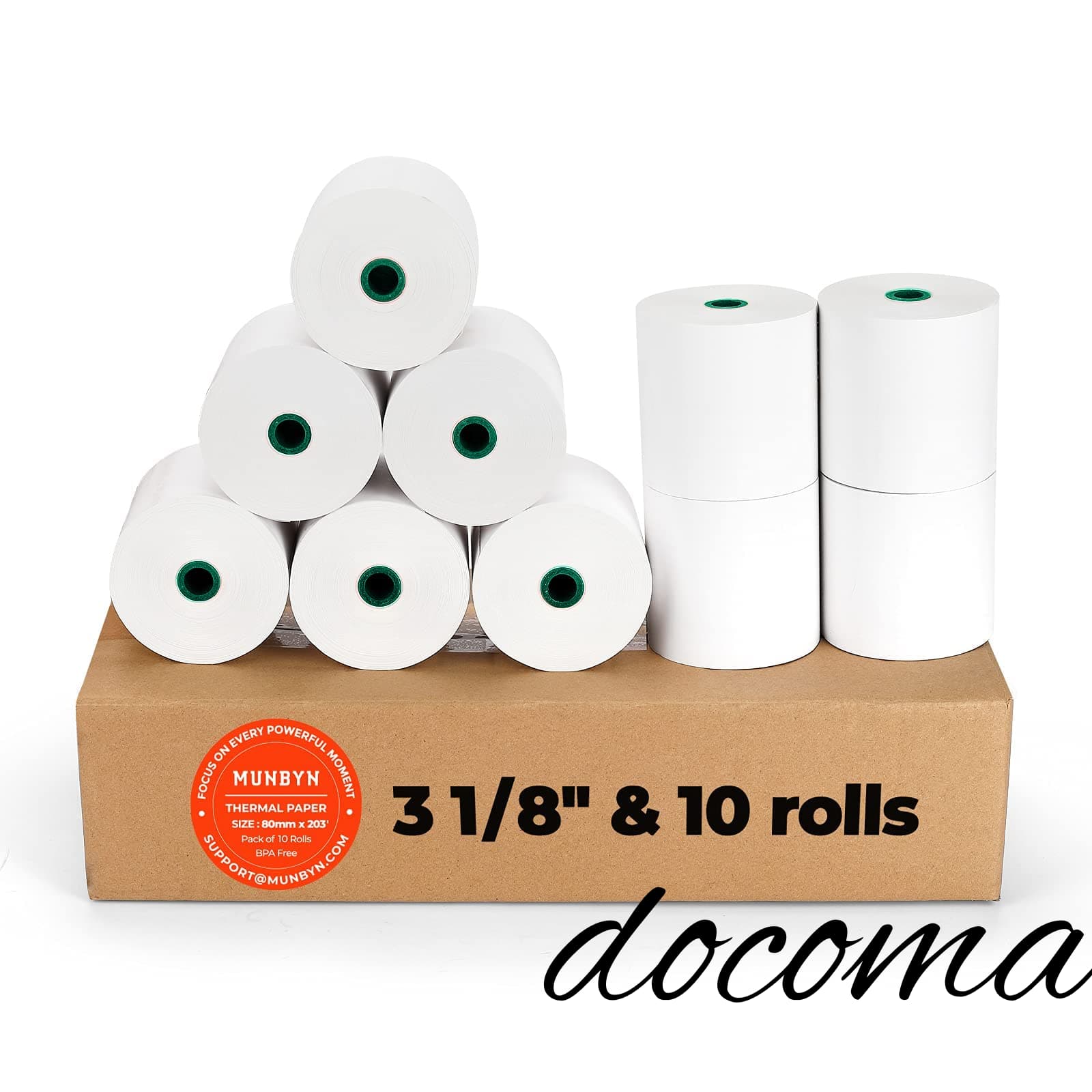 Rakuten - 【送料無料】サーマルロール紙 レシート 80mm幅×外径80mm×内径12mm（13-19mm） 10巻入 芯あり 感熱ロール紙 80mm サーマルレシートプリンタ— レジプリンターに対応 汎用 インクなし 環境に優しい JCTあり
